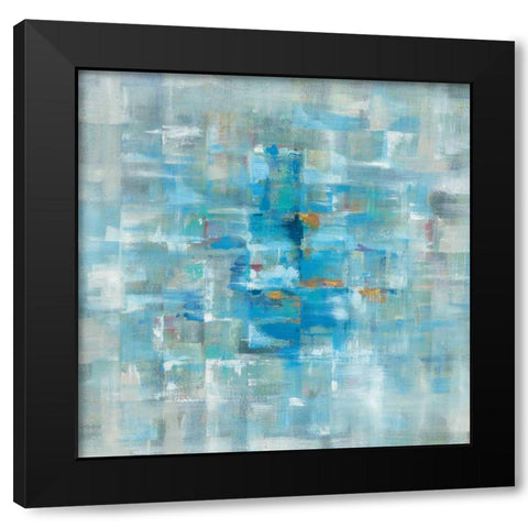 Abstract Squares Black Modern Wood Framed Art Print by Nai, Danhui