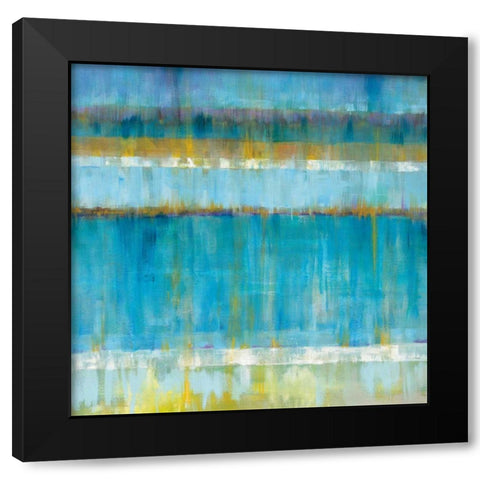 Abstract Stripes Black Modern Wood Framed Art Print with Double Matting by Nai, Danhui