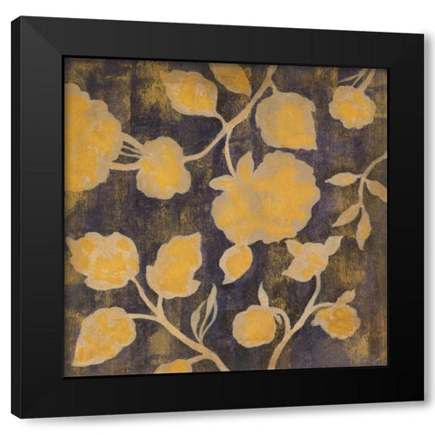 Indigo and Gold Silhouettes I Black Modern Wood Framed Art Print by Vassileva, Silvia