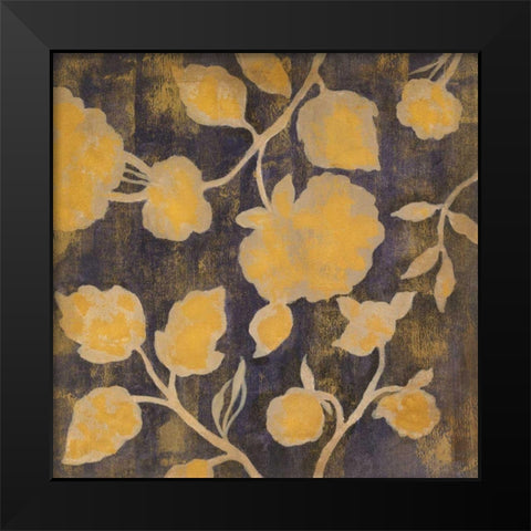Indigo and Gold Silhouettes I Black Modern Wood Framed Art Print by Vassileva, Silvia