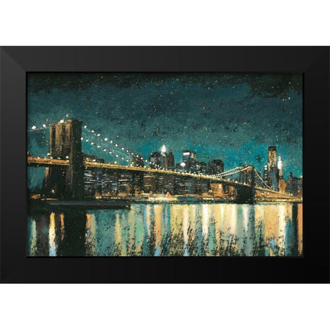 Bright City Lights Teal I Black Modern Wood Framed Art Print by Wiens, James