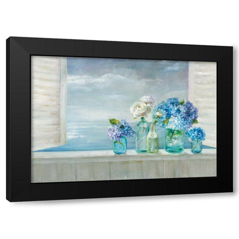 A Beautiful Day at the Beach Black Modern Wood Framed Art Print with Double Matting by Nai, Danhui