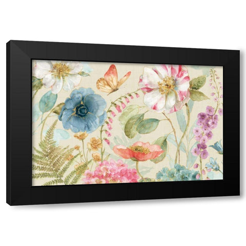 Rainbow Seeds Flowers I Linen Black Modern Wood Framed Art Print by Audit, Lisa