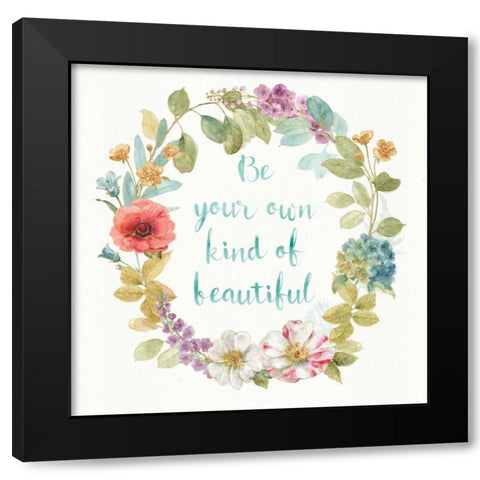 Rainbow Seeds Wreath II Black Modern Wood Framed Art Print with Double Matting by Audit, Lisa