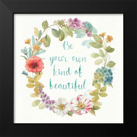 Rainbow Seeds Wreath II Black Modern Wood Framed Art Print by Audit, Lisa