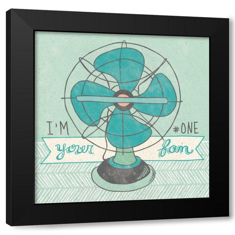 Retro Fan Gray Black Modern Wood Framed Art Print by Urban, Mary