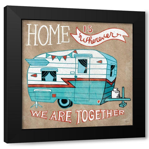 Adventure Love Camper Taupe Black Modern Wood Framed Art Print with Double Matting by Urban, Mary