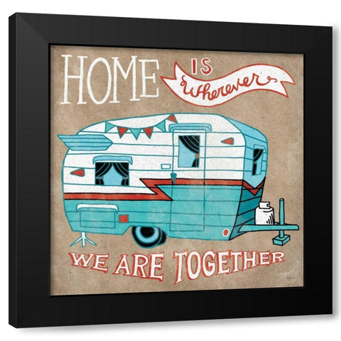 Adventure Love Camper Taupe Black Modern Wood Framed Art Print by Urban, Mary