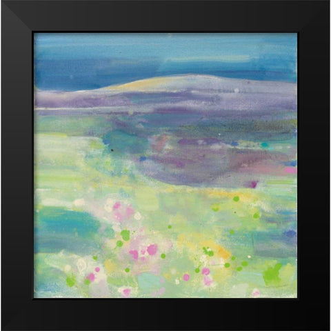 Lavender Fields Black Modern Wood Framed Art Print by Hristova, Albena