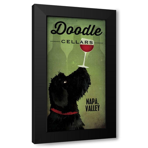 Doodle Wine II Black Dog Black Modern Wood Framed Art Print with Double Matting by Fowler, Ryan