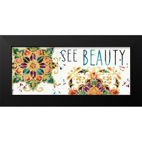 Little Jewels V Black Modern Wood Framed Art Print by Aiken, Jess