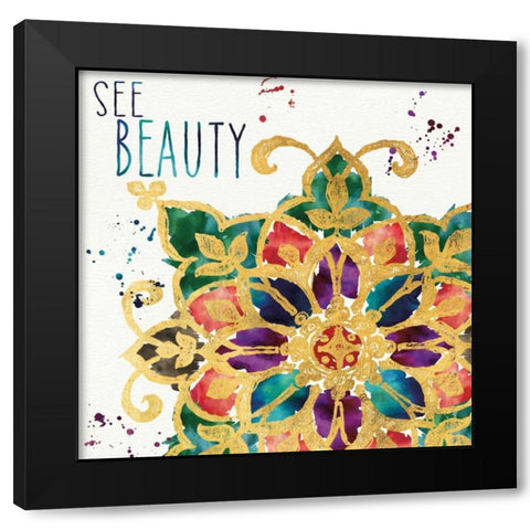 Little Jewels Words I Black Modern Wood Framed Art Print by Aiken, Jess