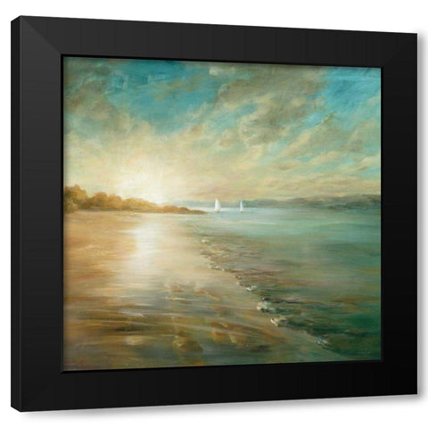 Coastal Glow Crop Black Modern Wood Framed Art Print with Double Matting by Nai, Danhui