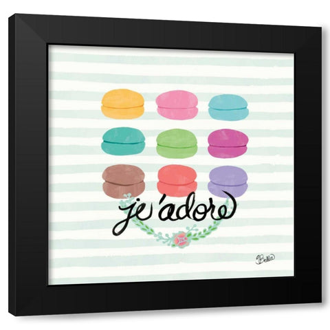 J adore Macarons Black Modern Wood Framed Art Print by Studio Bella