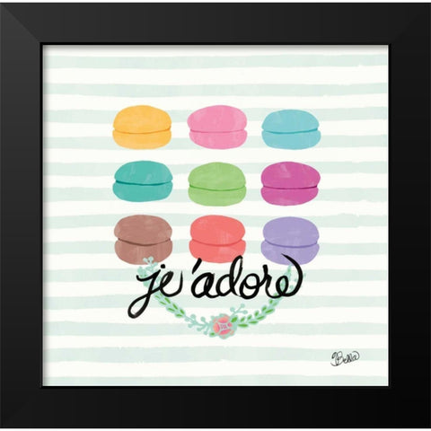 J adore Macarons Black Modern Wood Framed Art Print by Studio Bella