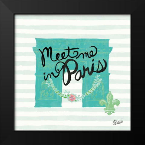 Meet Me In Paris Black Modern Wood Framed Art Print by Studio Bella