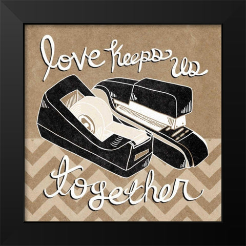 Love Keeps Us Together Taupe Black Modern Wood Framed Art Print by Urban, Mary