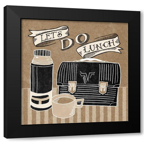 Lets Do Lunch Taupe Black Modern Wood Framed Art Print by Urban, Mary