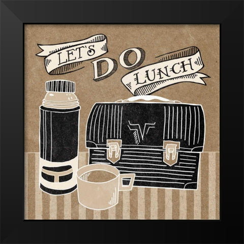 Lets Do Lunch Taupe Black Modern Wood Framed Art Print by Urban, Mary