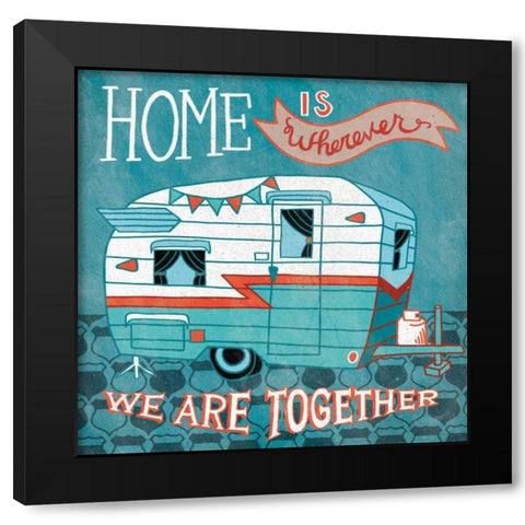 Adventure Love Camper Black Modern Wood Framed Art Print by Urban, Mary