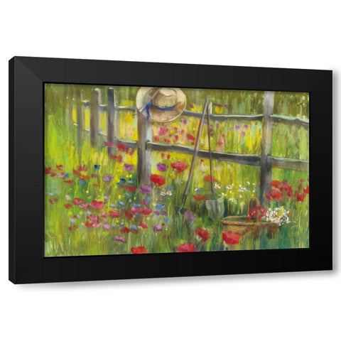 Gardening by the Fence Black Modern Wood Framed Art Print with Double Matting by Rowan, Carol