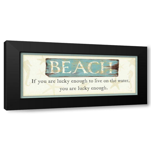 Beach Black Modern Wood Framed Art Print by Pela