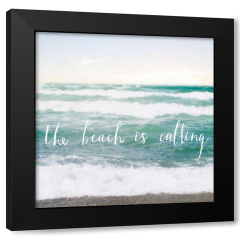 The Beach is Calling Black Modern Wood Framed Art Print with Double Matting by Marshall, Laura