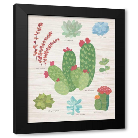 Succulent Chart IV on Wood Black Modern Wood Framed Art Print with Double Matting by Wild Apple Portfolio