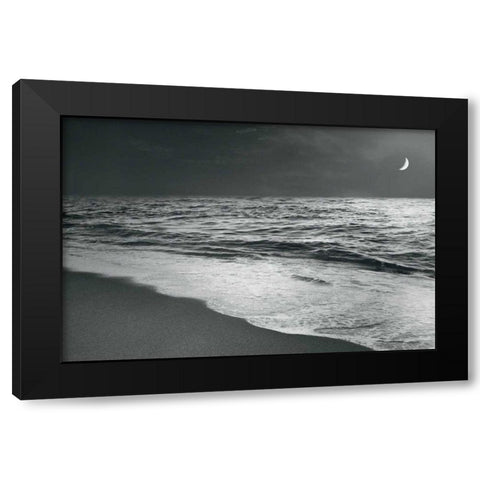 Moonrise Beach Black and White Black Modern Wood Framed Art Print by Schlabach, Sue