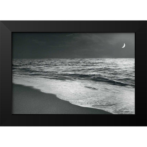 Moonrise Beach Black and White Black Modern Wood Framed Art Print by Schlabach, Sue