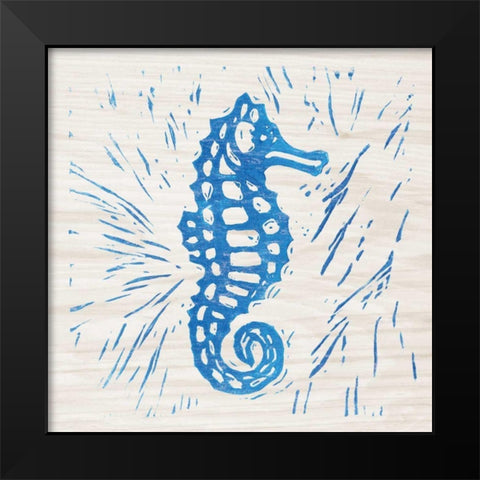 Sea Creature Seahorse Blue Black Modern Wood Framed Art Print by Prahl, Courtney