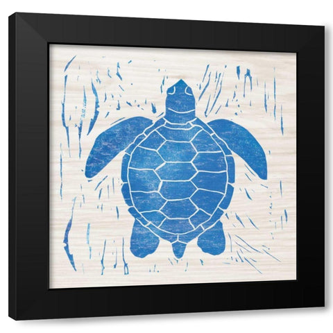 Sea Creature Turtle Blue Black Modern Wood Framed Art Print by Prahl, Courtney