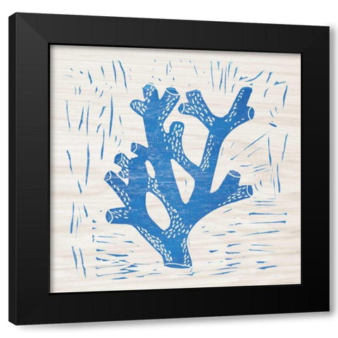 Sea Creature Coral Blue Black Modern Wood Framed Art Print with Double Matting by Prahl, Courtney