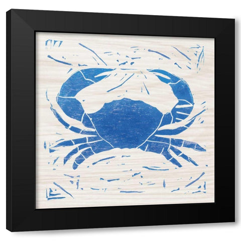 Sea Creature Crab Blue Black Modern Wood Framed Art Print by Prahl, Courtney