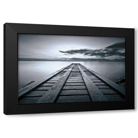 Cosmic Dock BW Black Modern Wood Framed Art Print with Double Matting by Gendreau, Katherine