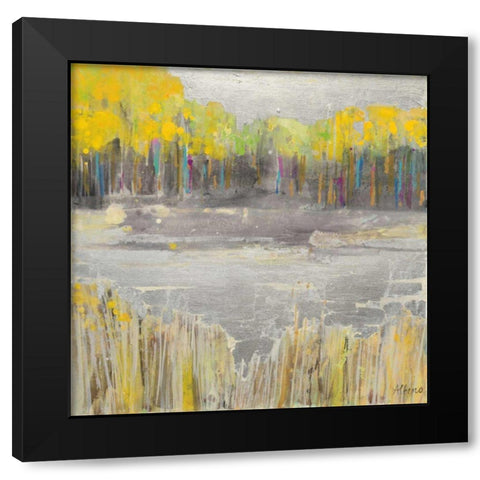 Silver Landscape Black Modern Wood Framed Art Print by Hristova, Albena