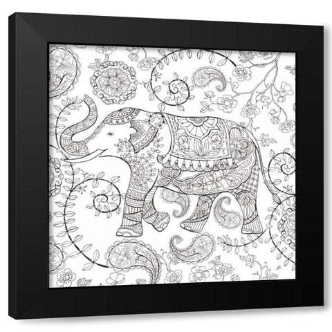 Color My World Elephant II Square Black Modern Wood Framed Art Print with Double Matting by Daphne, Brissonnet
