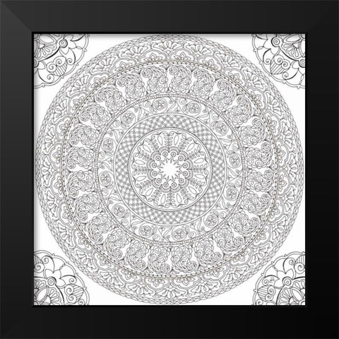 Color My World Mandala Square Black Modern Wood Framed Art Print by Daphne, Brissonnet