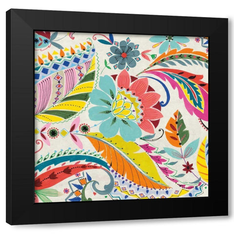 Boho Paisley I Black Modern Wood Framed Art Print by Wild Apple Portfolio