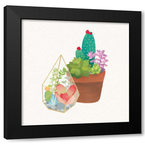 Succulent Garden I Black Modern Wood Framed Art Print by Wild Apple Portfolio