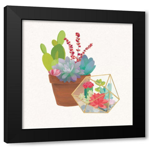 Succulent Garden II Black Modern Wood Framed Art Print with Double Matting by Wild Apple Portfolio