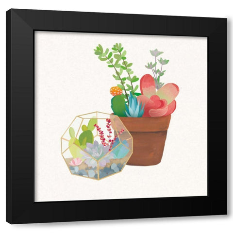 Succulent Garden III Black Modern Wood Framed Art Print with Double Matting by Wild Apple Portfolio