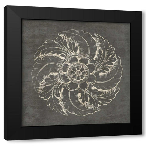 Rosette IV Gray Black Modern Wood Framed Art Print by Wild Apple Portfolio