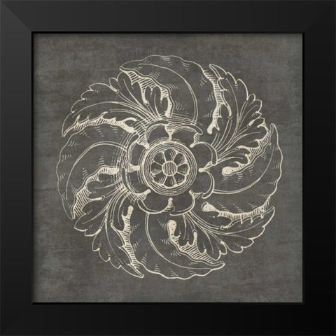 Rosette IV Gray Black Modern Wood Framed Art Print by Wild Apple Portfolio