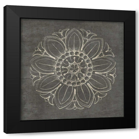 Rosette VII Gray Black Modern Wood Framed Art Print with Double Matting by Wild Apple Portfolio