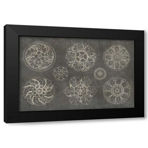 Rosette IX Gray Black Modern Wood Framed Art Print with Double Matting by Wild Apple Portfolio