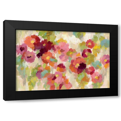 Coral and Emerald Garden I Black Modern Wood Framed Art Print by Vassileva, Silvia
