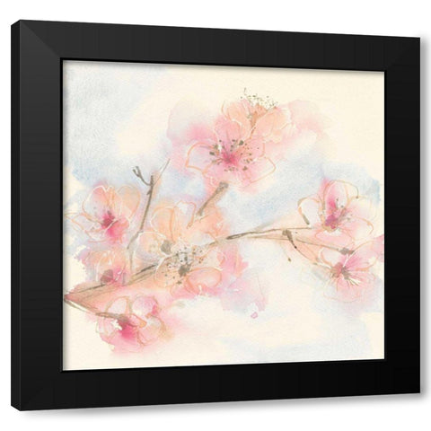 Pink Blossoms II Black Modern Wood Framed Art Print with Double Matting by Paschke, Chris