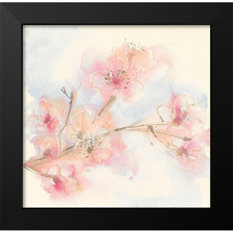 Pink Blossoms II Black Modern Wood Framed Art Print by Paschke, Chris