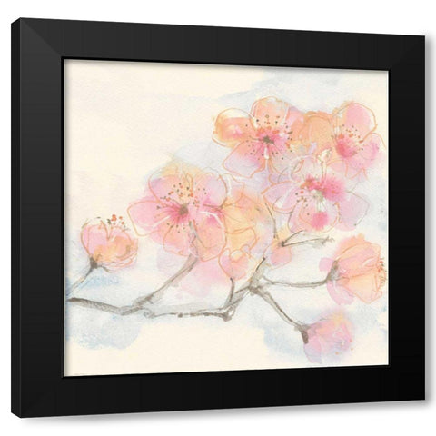 Pink Blossoms III Black Modern Wood Framed Art Print with Double Matting by Paschke, Chris
